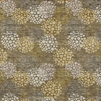 8' X 10' Brown Beige And Ivory Polka Dot Washable Indoor Outdoor Area Rug