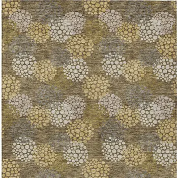 9' X 12' Brown Beige And Ivory Polka Dot Washable Indoor Outdoor Area Rug