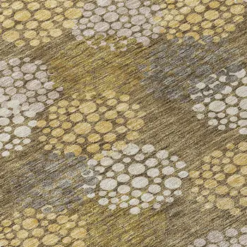 9' X 12' Brown Beige And Ivory Polka Dot Washable Indoor Outdoor Area Rug