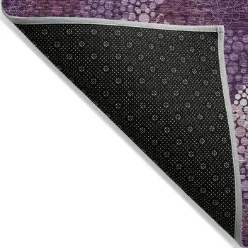5' X 8' Eggplant Lavender And Ivory Polka Dot Washable Indoor Outdoor Area Rug