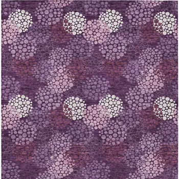 10' X 14' Eggplant Lavender And Ivory Polka Dot Washable Indoor Outdoor Area Rug