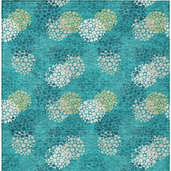 3' X 5' Emerald Gray And Ivory Polka Dot Washable Indoor Outdoor Area Rug