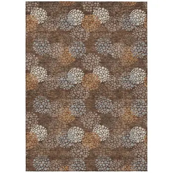 3' X 5' Brown Gray And Ivory Polka Dot Washable Indoor Outdoor Area Rug