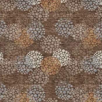 8' X 10' Brown Gray And Ivory Polka Dot Washable Indoor Outdoor Area Rug