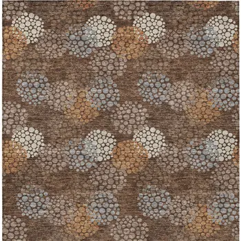 10' X 14' Brown Gray And Ivory Polka Dot Washable Indoor Outdoor Area Rug