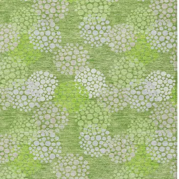 5' X 8' Green Ivory And Gray Polka Dot Washable Indoor Outdoor Area Rug