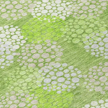 8' Green Ivory And Gray Round Polka Dot Washable Indoor Outdoor Area Rug