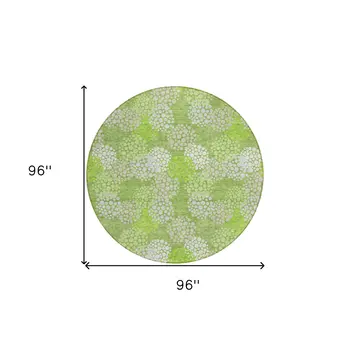 8' Green Ivory And Gray Round Polka Dot Washable Indoor Outdoor Area Rug
