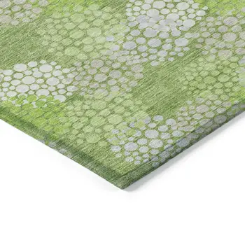 8' X 10' Green Ivory And Gray Polka Dot Washable Indoor Outdoor Area Rug