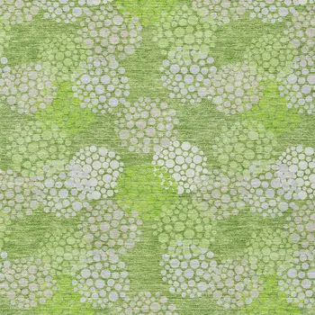 8' X 10' Green Ivory And Gray Polka Dot Washable Indoor Outdoor Area Rug