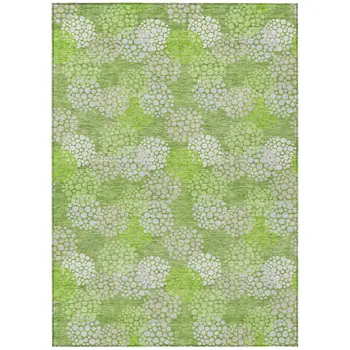 9' X 12' Green Ivory And Gray Polka Dot Washable Indoor Outdoor Area Rug