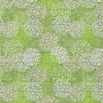 9' X 12' Green Ivory And Gray Polka Dot Washable Indoor Outdoor Area Rug