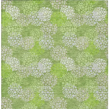 10' X 14' Green Ivory And Gray Polka Dot Washable Indoor Outdoor Area Rug