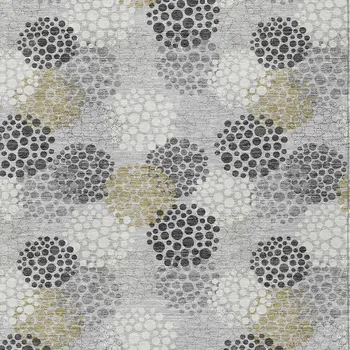 3' X 5' Gray Silver And Ivory Polka Dot Washable Indoor Outdoor Area Rug