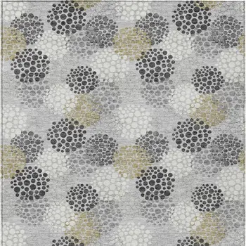 5' X 8' Gray Silver And Ivory Polka Dot Washable Indoor Outdoor Area Rug