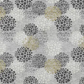 8' X 10' Gray Silver And Ivory Polka Dot Washable Indoor Outdoor Area Rug
