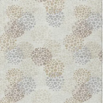 5' X 8' Ivory Brown And Gray Polka Dot Washable Indoor Outdoor Area Rug