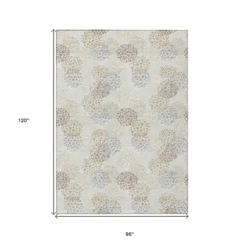 8' X 10' Ivory Brown And Gray Polka Dot Washable Indoor Outdoor Area Rug