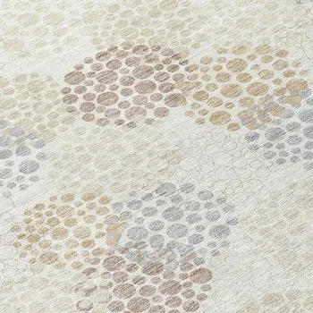 9' X 12' Ivory Brown And Gray Polka Dot Washable Indoor Outdoor Area Rug