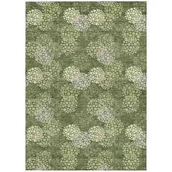 5' X 8' Olive Green And Gray Polka Dot Washable Indoor Outdoor Area Rug