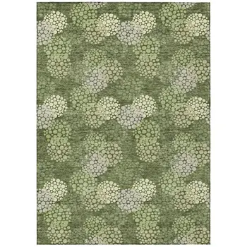 5' X 8' Olive Green And Gray Polka Dot Washable Indoor Outdoor Area Rug