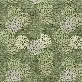 5' X 8' Olive Green And Gray Polka Dot Washable Indoor Outdoor Area Rug