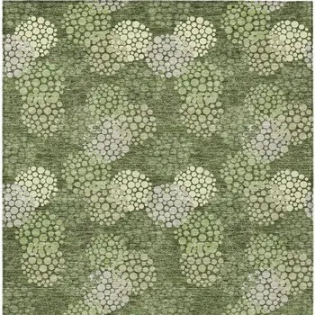 8' X 10' Olive Green And Gray Polka Dot Washable Indoor Outdoor Area Rug