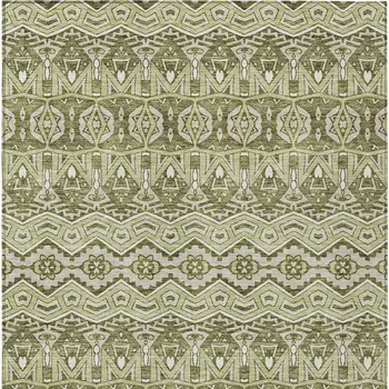 10' X 14' Artichoke Green Gray And Ivory Moroccan Washable Indoor Outdoor Area Rug