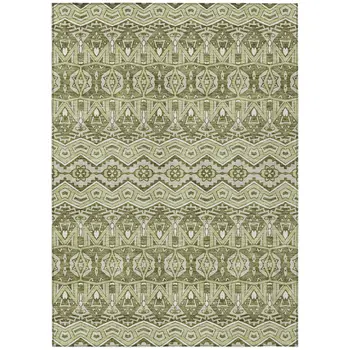 10' X 14' Artichoke Green Gray And Ivory Moroccan Washable Indoor Outdoor Area Rug