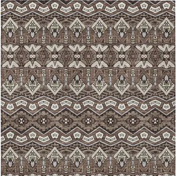 8' X 10' Brown Green And Ivory Moroccan Washable Indoor Outdoor Area Rug