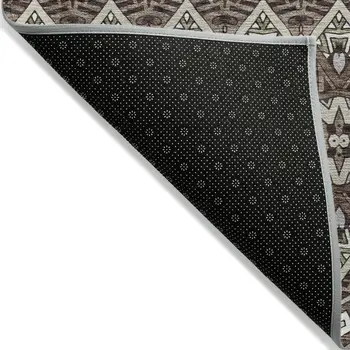 8' X 10' Brown Green And Ivory Moroccan Washable Indoor Outdoor Area Rug