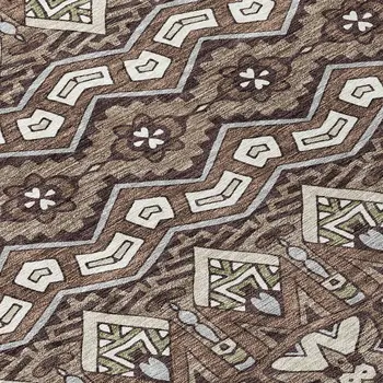8' X 10' Brown Green And Ivory Moroccan Washable Indoor Outdoor Area Rug