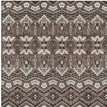 9' X 12' Brown Green And Ivory Moroccan Washable Indoor Outdoor Area Rug