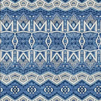 8' X 10' Blue Gray And Ivory Moroccan Washable Indoor Outdoor Area Rug