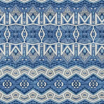 9' X 12' Blue Gray And Ivory Moroccan Washable Indoor Outdoor Area Rug