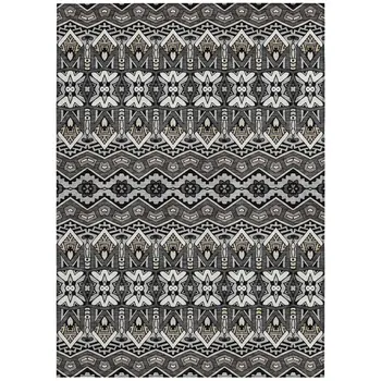 3' X 5' Charcoal Brown And Ivory Moroccan Washable Indoor Outdoor Area Rug