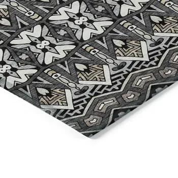 5' X 8' Charcoal Brown And Ivory Moroccan Washable Indoor Outdoor Area Rug
