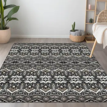 9' X 12' Charcoal Brown And Ivory Moroccan Washable Indoor Outdoor Area Rug