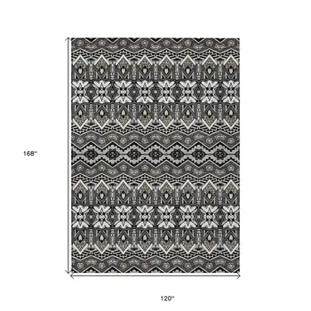 10' X 14' Charcoal Brown And Ivory Moroccan Washable Indoor Outdoor Area Rug