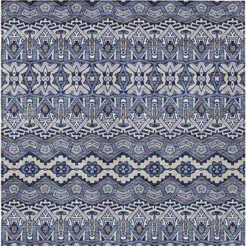 3' X 5' Denim Blue And Ivory Moroccan Washable Indoor Outdoor Area Rug