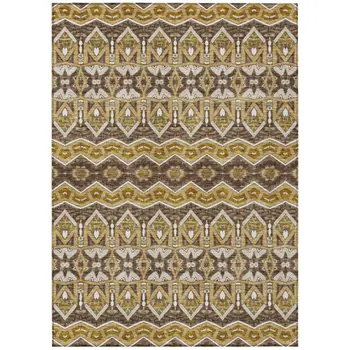3' X 5' Gold Brown And Beige Moroccan Washable Indoor Outdoor Area Rug
