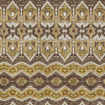 9' X 12' Gold Brown And Beige Moroccan Washable Indoor Outdoor Area Rug