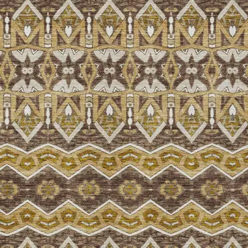 10' X 14' Gold Brown And Beige Moroccan Washable Indoor Outdoor Area Rug