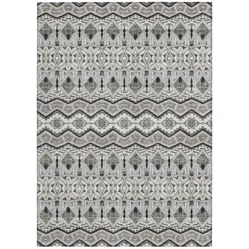 3' X 5' Gray Brown And Ivory Moroccan Washable Indoor Outdoor Area Rug