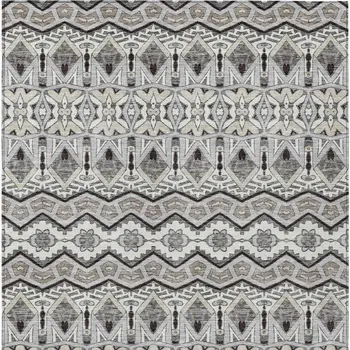 9' X 12' Gray Brown And Ivory Moroccan Washable Indoor Outdoor Area Rug