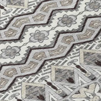 9' X 12' Gray Brown And Ivory Moroccan Washable Indoor Outdoor Area Rug