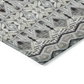 10' X 14' Gray Brown And Ivory Moroccan Washable Indoor Outdoor Area Rug