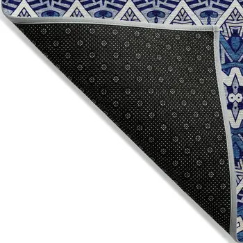 3' X 5' Navy Blue And Ivory Moroccan Washable Indoor Outdoor Area Rug