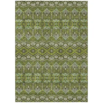 9' X 12' Olive Green Purple And Ivory Moroccan Washable Indoor Outdoor Area Rug