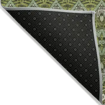 9' X 12' Olive Green Purple And Ivory Moroccan Washable Indoor Outdoor Area Rug